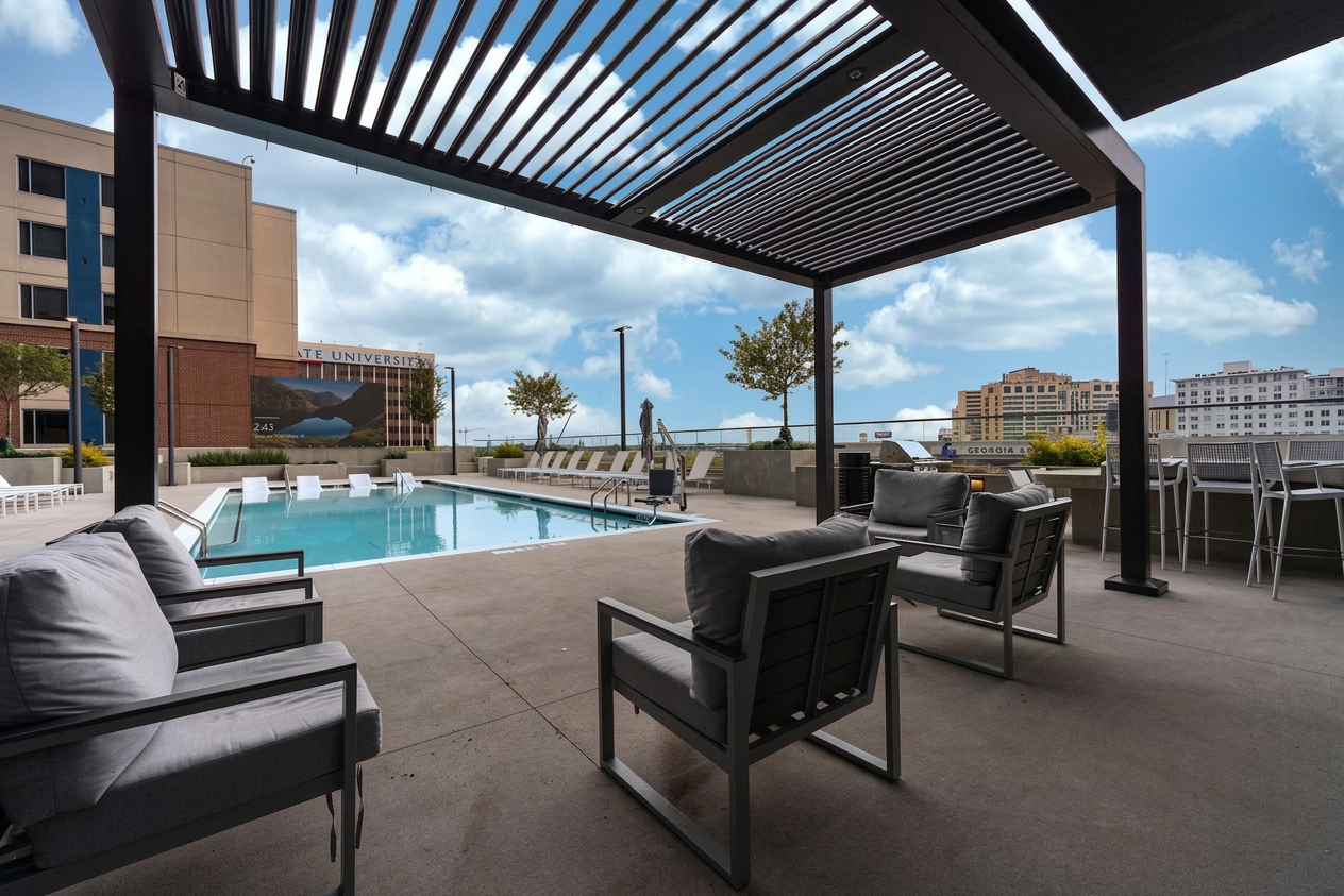Reflection poolside pergola